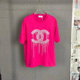 Chanel light luxury hot diamond letter LOGO short-sleeved T-shirt-2839